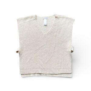 Cocogio Cream Italian Knit Sleeveless Sweater Vest